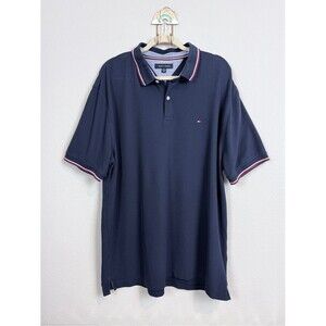 Tommy Hilfiger Navy Polo with Red and White Trim XXL